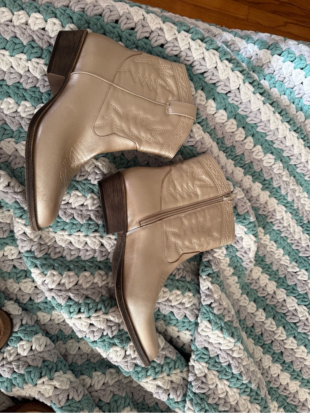 Coconuts by Matisse Metallic Cream Western Ankle Booties